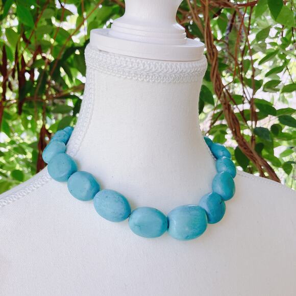 Vintage Turquoise (Reconstituted) Necklace, Southwestern Beaded Adjustable 1990s - Picture 4 of 10